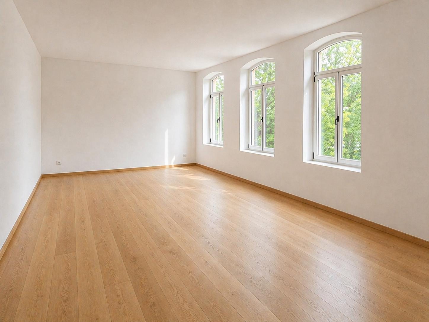 Helle Wohnküche mit Fensterfront (Wohnung 2)