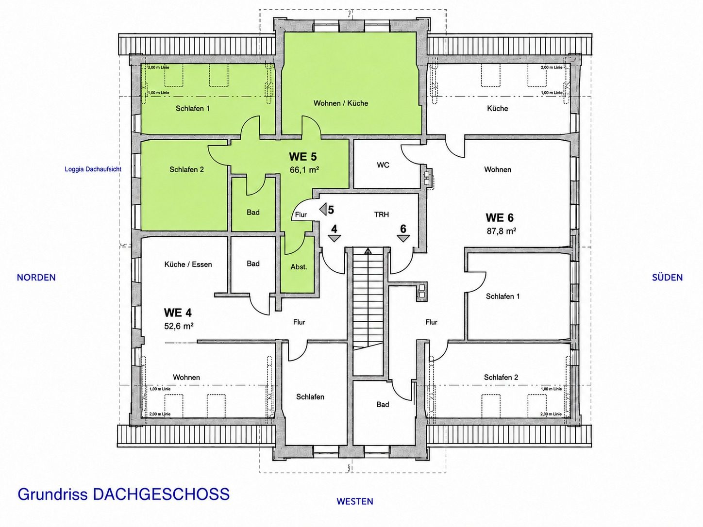 Grundriss Dachgeschoss — Wohnung 5 markiert